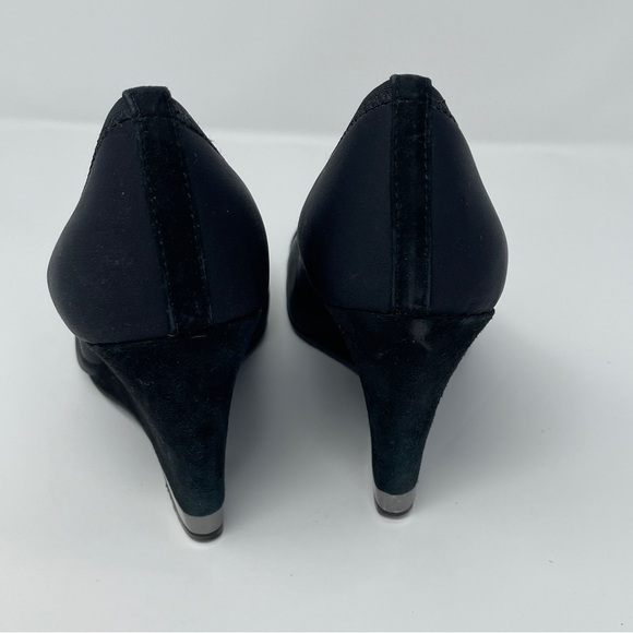 Tory Burch Astoria Black Lancaster Suede High Heel Wedge Pump - Picture 10 of 14